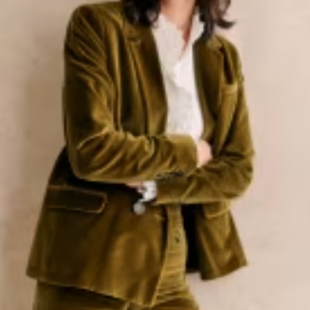 NWT SEZANE Olive Velvet Women's Blazer